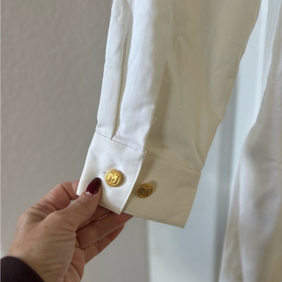 Bob Mackie Wearable Art White Jacket with Embroidered Ribbon Design size L - Picture 5 of 9